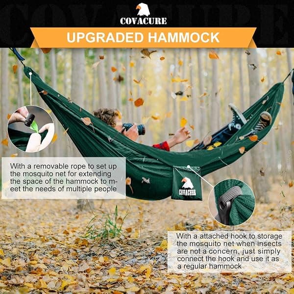 Covacure Camping Hammock with Bug Net, Dark Green — view 4 of 4