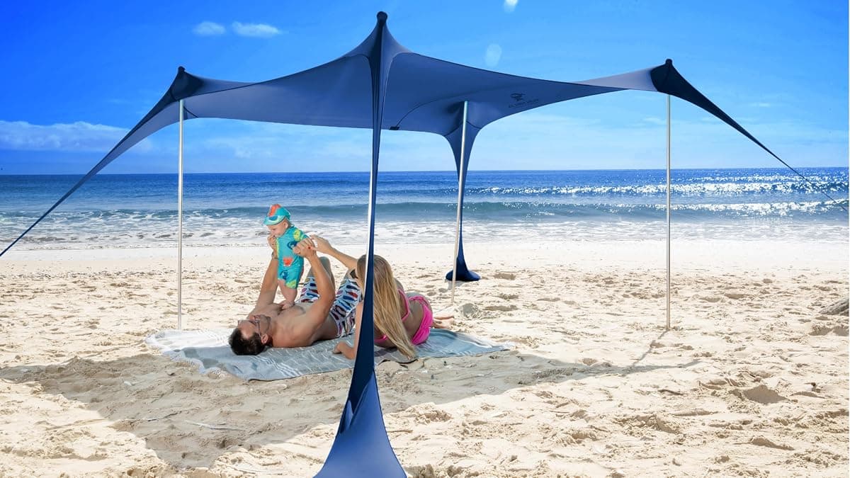 Sun Ninja Beach Sun Shelter, 7 x 7.5 ft, UPF 50+