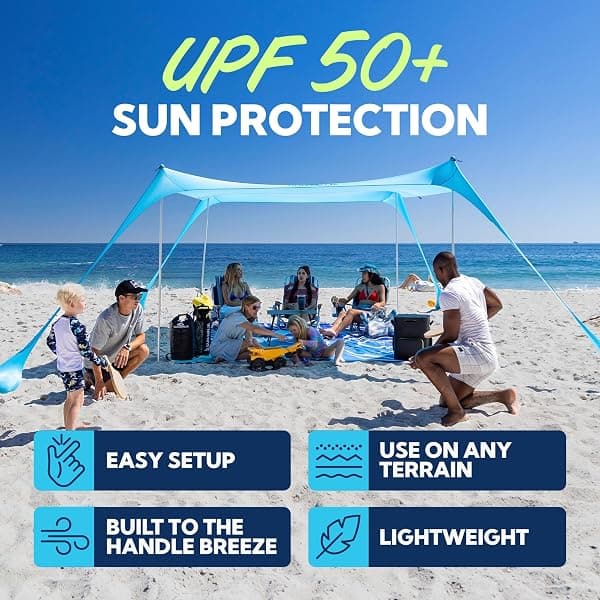 Sun Ninja Beach Sun Shelter, 7 x 7.5 ft, UPF 50+ — view 2 of 4