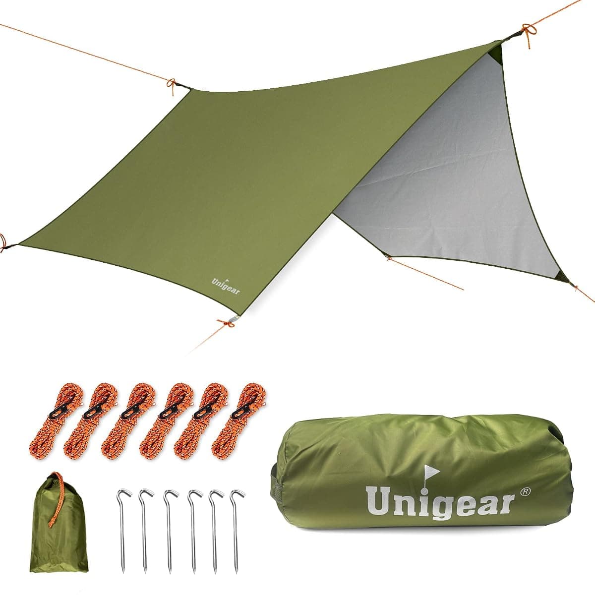 Unigear Hexagon Hammock Rain Fly Tarp, Green