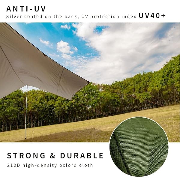 Unigear Hexagon Hammock Rain Fly Tarp, Green — view 3 of 4