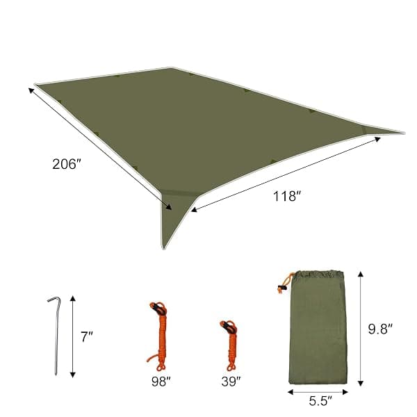 Geertop Camping Tarp, 17 x 10 ft, 3000mm PU — view 3 of 4