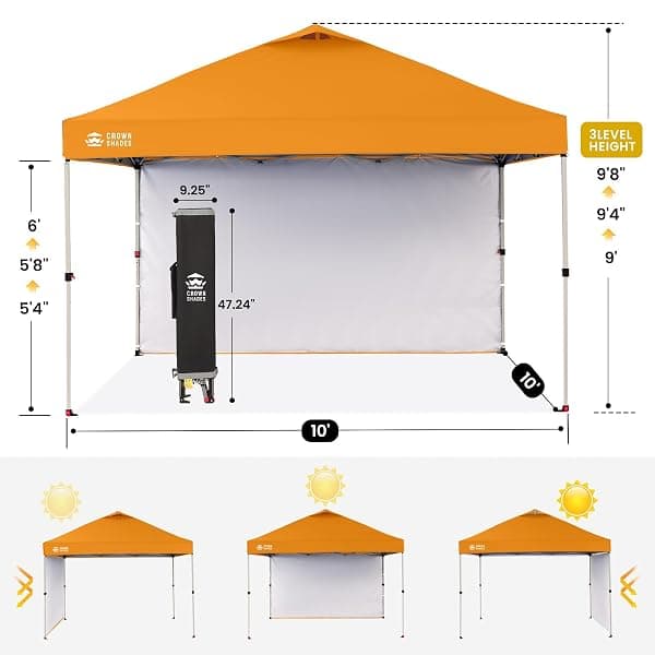 Crown Shades 10 x 10 ft Pop-Up Canopy, Orange — view 3 of 4