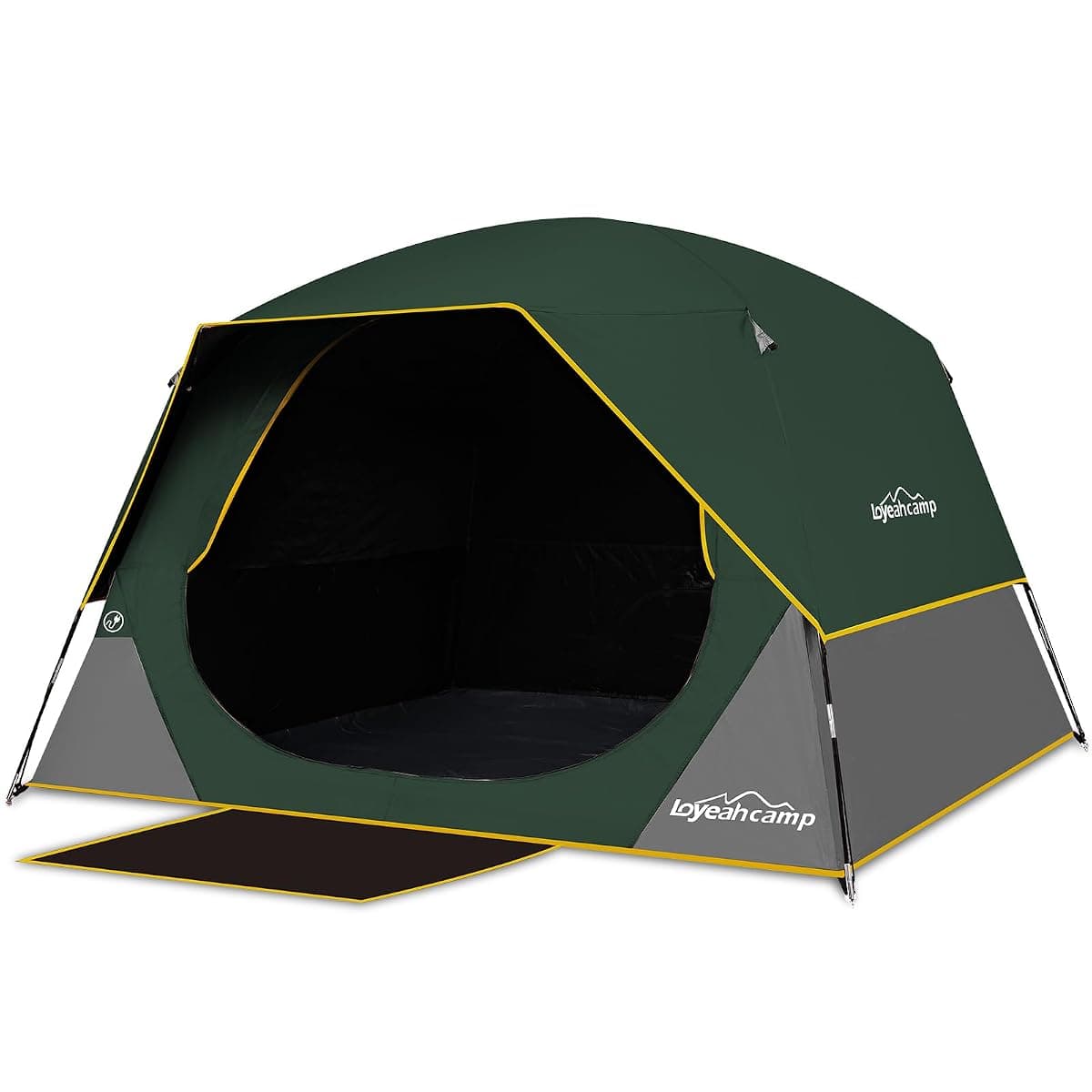 Loyeahcamp 4-Person Blackout Dome Tent, Dark Green