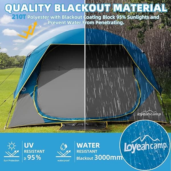 Loyeahcamp 4-Person Blackout Dome Tent, Dark Blue — view 4 of 4