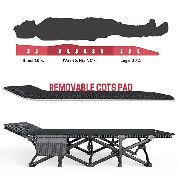 Atorpok Folding Camping Cot with Cushion, 450 lb — view 3 of 4