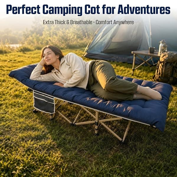 Araer Folding Camping Cot with Pad, 450 lb — view 2 of 4