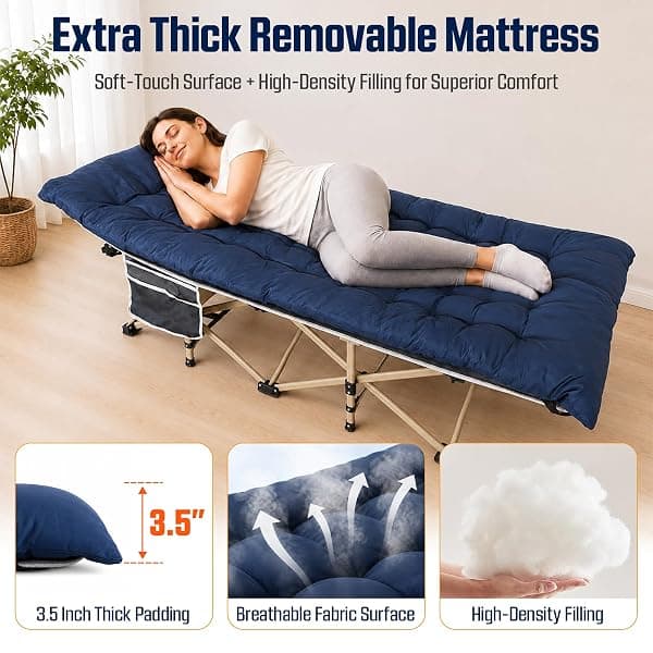 Araer Folding Camping Cot with Pad, 450 lb — view 4 of 4