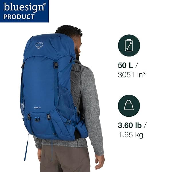 Osprey Rook Men's Backpacking Pack, 50 L, Gray — view 2 of 4