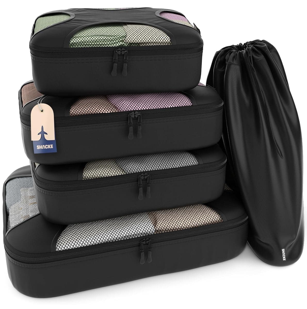 Shacke Packing Cubes and Laundry Bag, 5-Piece