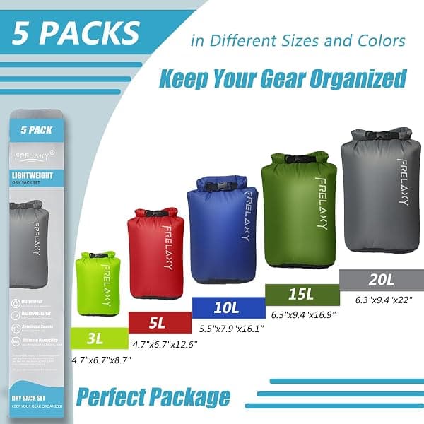 Frelaxy Dry Sack Set, 5 Pack, 3 to 20 L — view 2 of 4