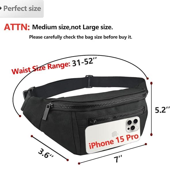 AIKENDO Crossbody Fanny Pack, Black — view 2 of 4