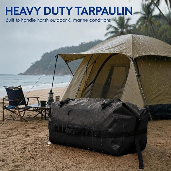 Haimont Roll-Top Dry Duffel Backpack, 60 L, Black — view 3 of 4