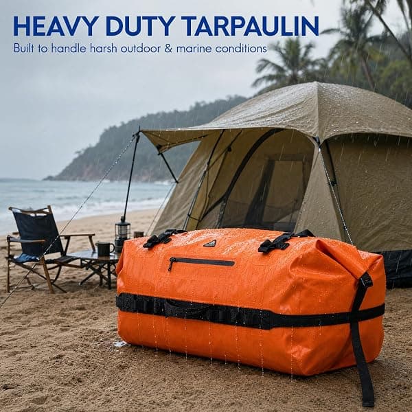 Haimont Roll-Top Dry Duffel Backpack, 60 L, Orange — view 3 of 4