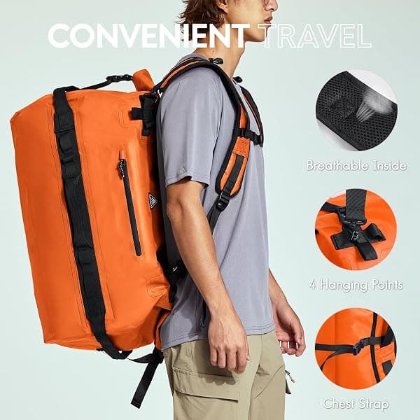 Haimont Roll-Top Dry Duffel Backpack, 60 L, Orange — view 4 of 4
