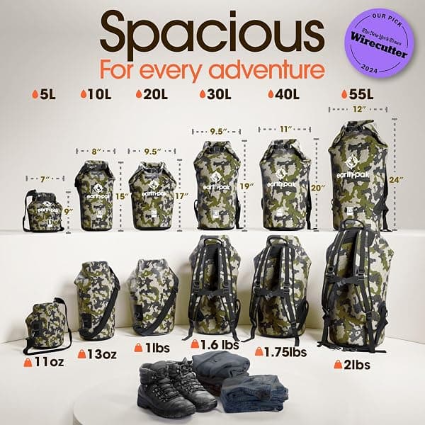 Earth Pak Roll-Top Dry Bag, 20 L, Camo — view 2 of 4