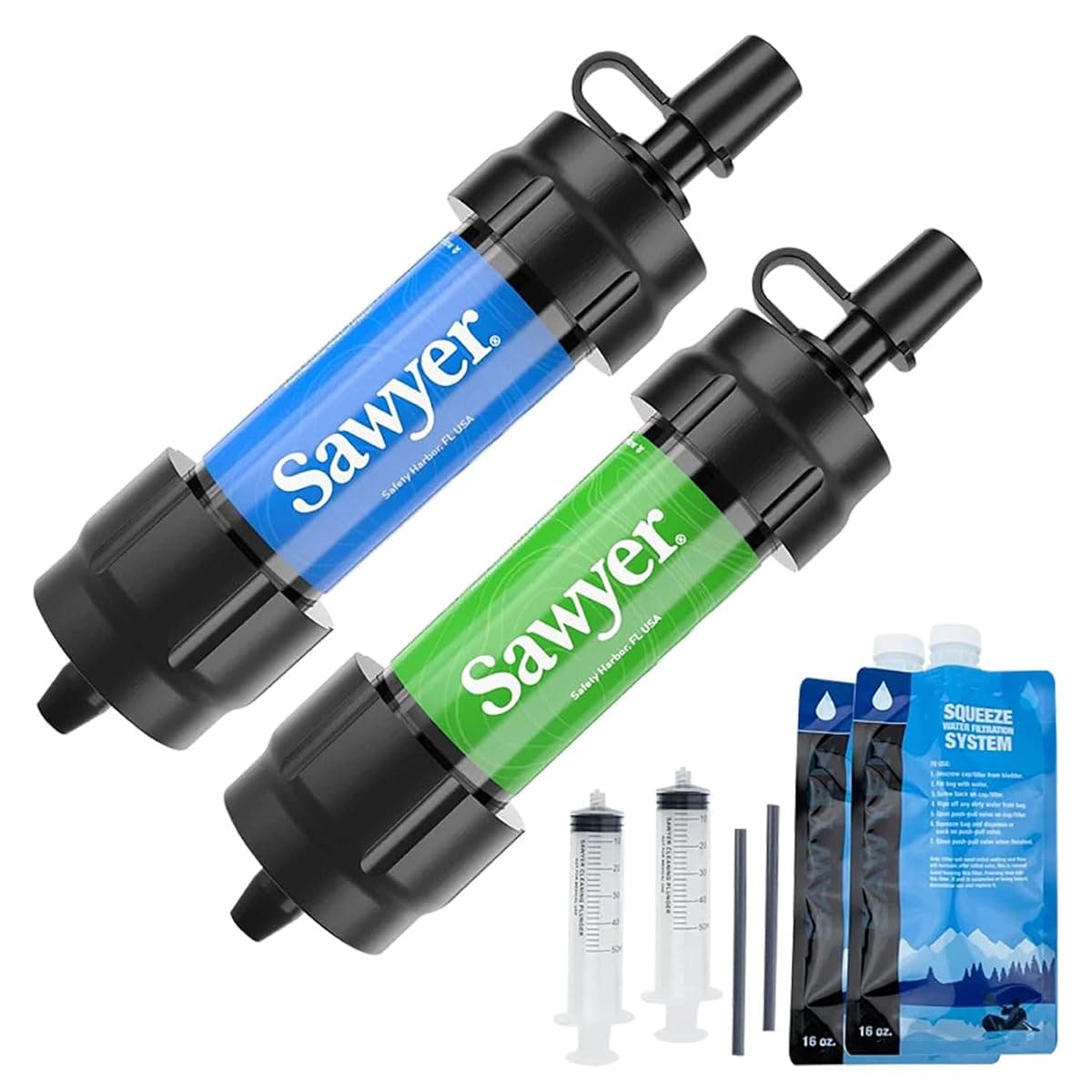 Sawyer MINI Water Filter, 2-Pack, Blue and Green