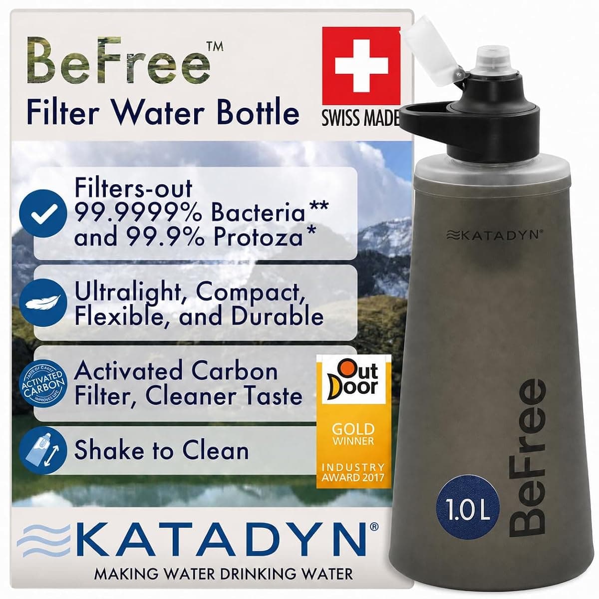 Katadyn BeFree AC Filter Bottle 1 L, Black