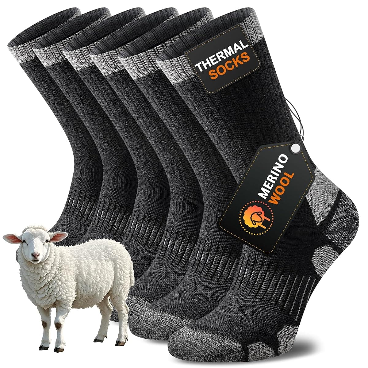 Niorasen Merino Crew Socks, 3 Pairs, Large