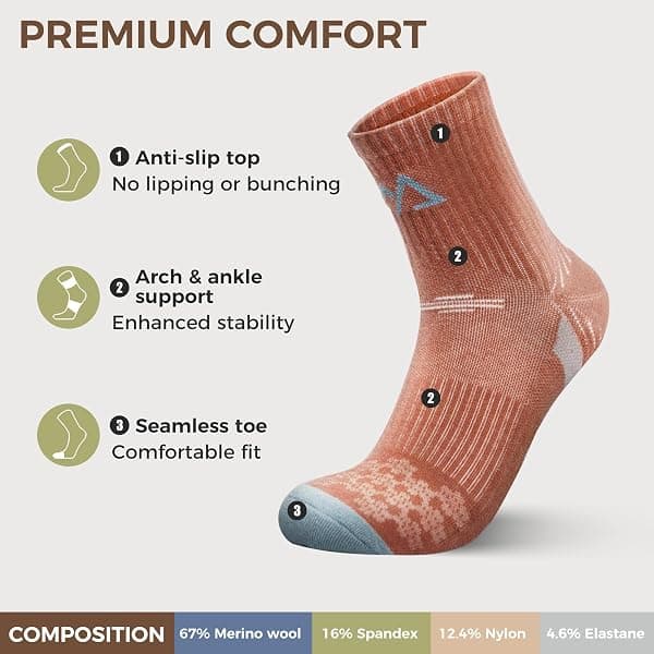innotree Merino Hiking Socks, Women's 5 Pairs — view 3 of 4