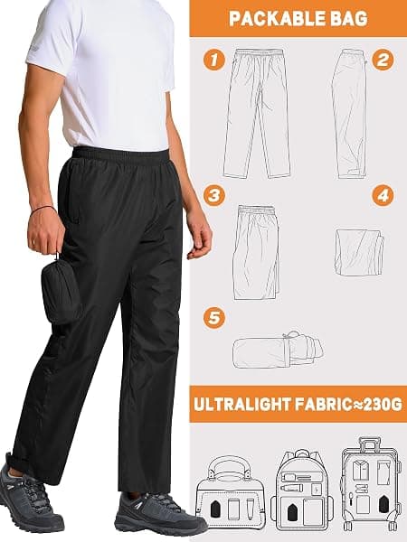 UIQUR Waterproof Rain Over Pants, Men's 32 x 30 — view 2 of 4