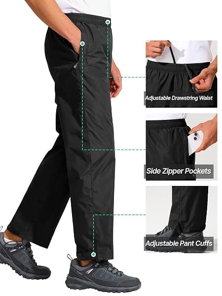 UIQUR Waterproof Rain Over Pants, Men's 32 x 30 — view 4 of 4