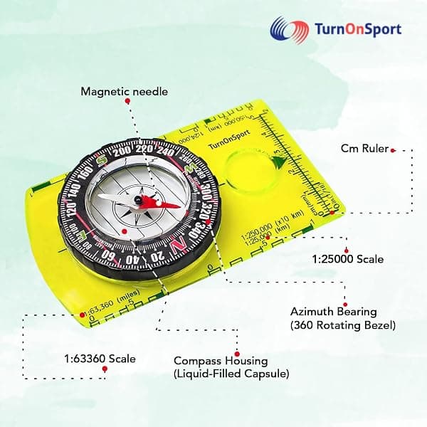 TurnOnSport Baseplate Compass, Green — view 2 of 4