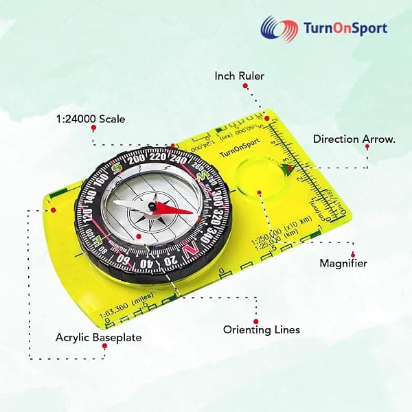 TurnOnSport Baseplate Compass, Green — view 3 of 4