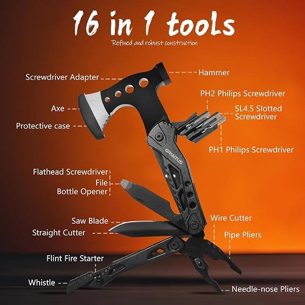 GIRIAITUS 16-in-1 Camping Multitool with Axe — view 2 of 4