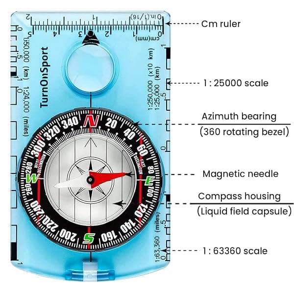 TurnOnSport Baseplate Compass, Blue — view 2 of 4