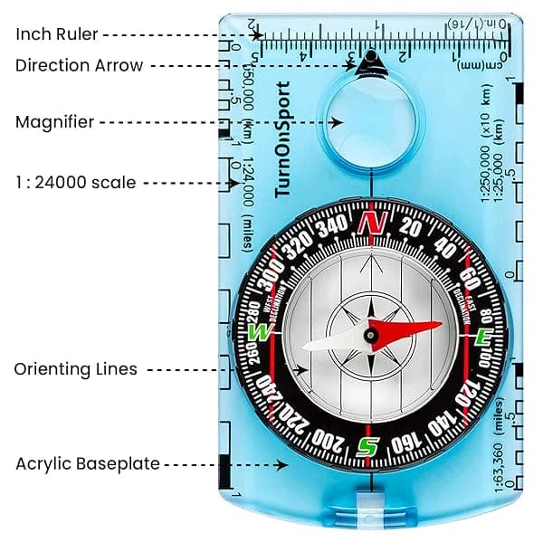 TurnOnSport Baseplate Compass, Blue — view 3 of 4