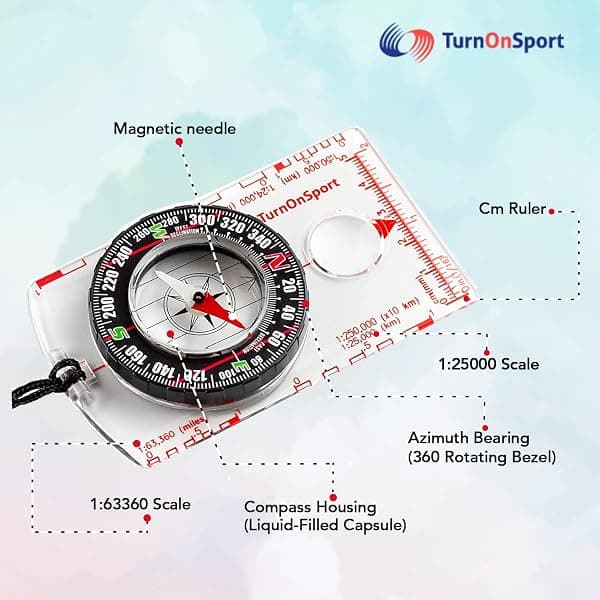 TurnOnSport Baseplate Compass, Red — view 2 of 4