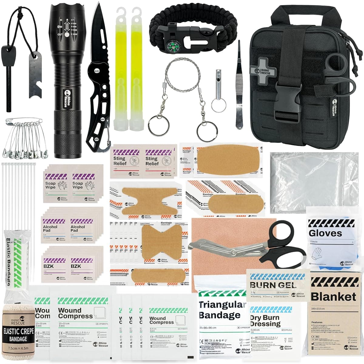 Rhino Rescue Survival First Aid Kit, Black
