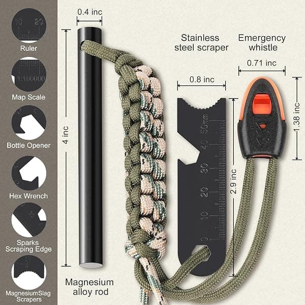 Clwryviduu Ferro Rod Fire Starter Kit, 4 in — view 2 of 4