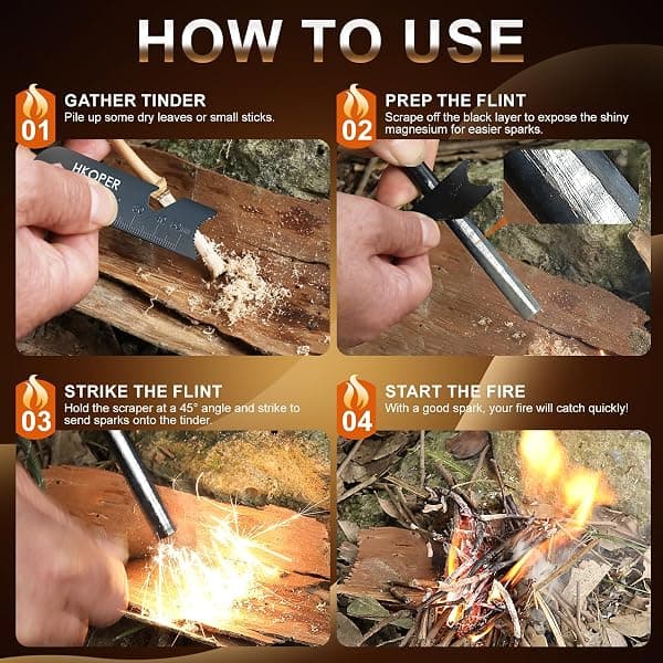 Hkoper Ferro Rod Fire Starter Kit, 6 in — view 3 of 4