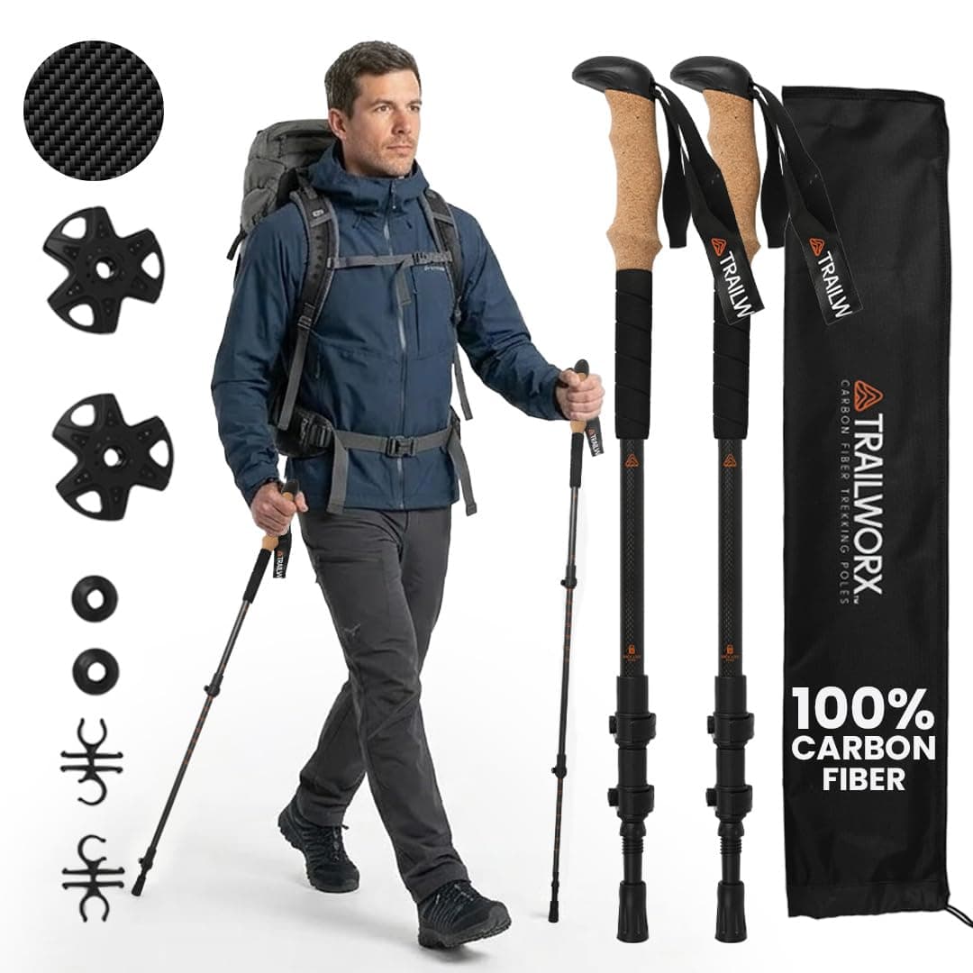 TRAILWORX 3K Carbon Trekking Poles, Pair