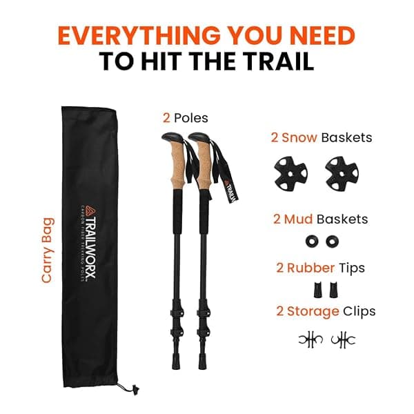 TRAILWORX 3K Carbon Trekking Poles, Pair — view 2 of 4