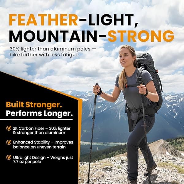 TRAILWORX 3K Carbon Trekking Poles, Pair — view 3 of 4