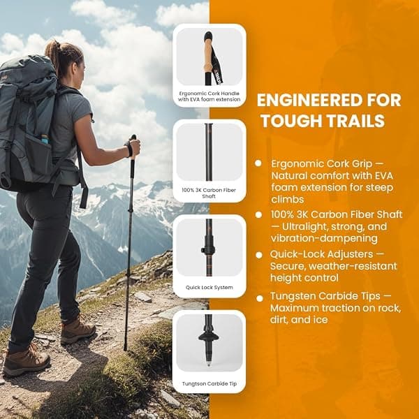 TRAILWORX 3K Carbon Trekking Poles, Pair — view 4 of 4
