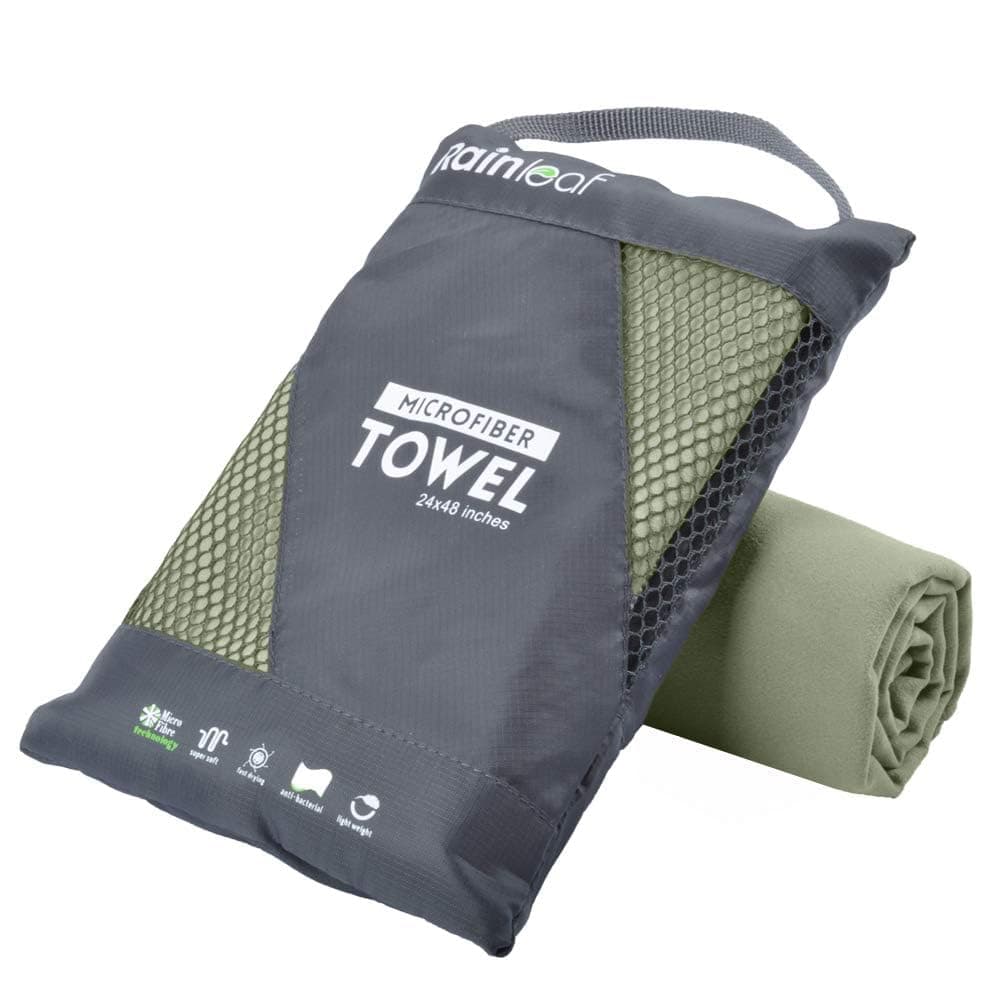 Rainleaf Microfiber Towel, 24 x 12 in, Army Green