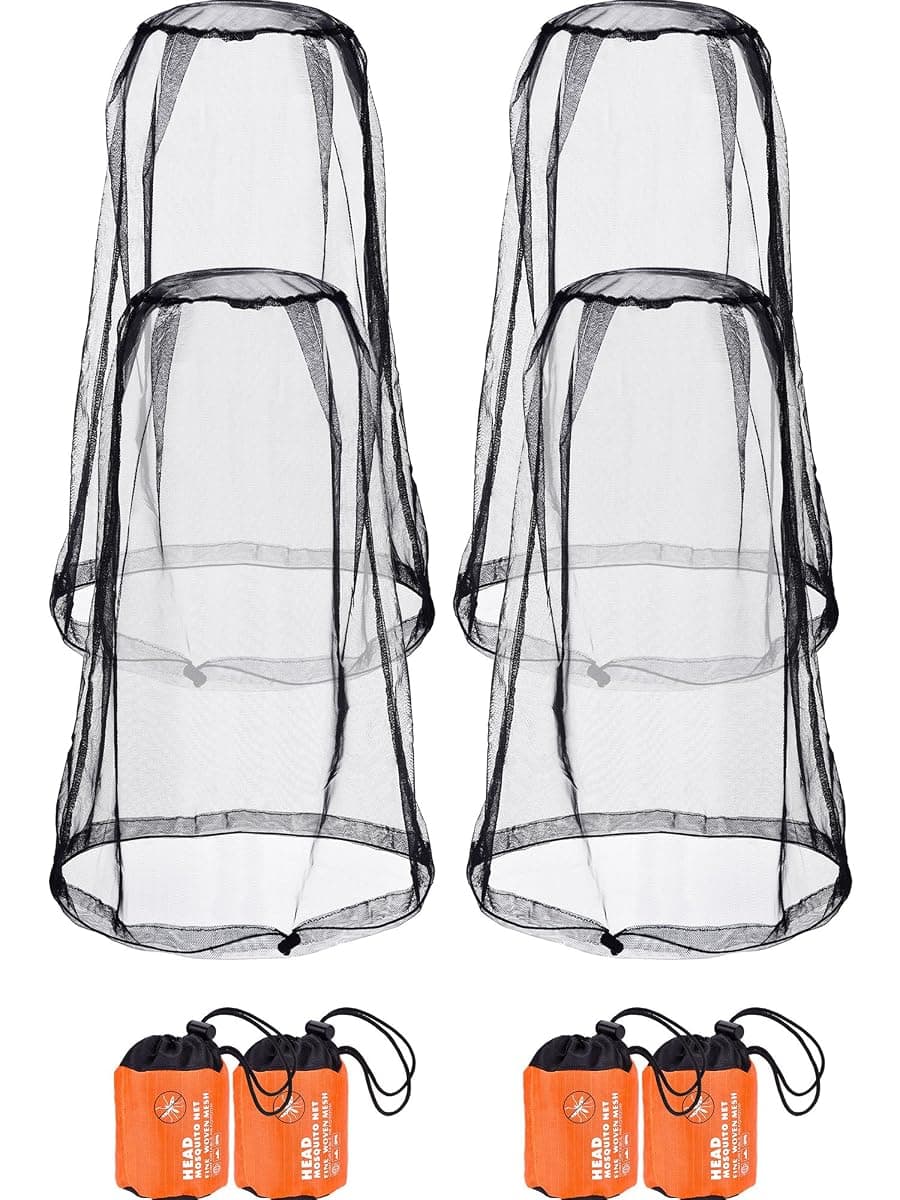 HESTYA Mosquito Head Nets, 4-Pack, Black