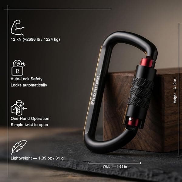 FresKaro Auto-Locking Carabiners, 3 in, 2-Pack — view 2 of 4