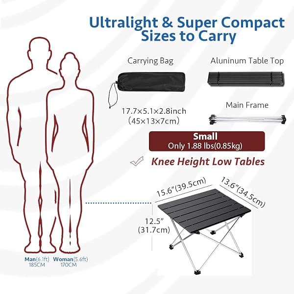Grope Folding Camp Table, Aluminum, Small — view 2 of 4
