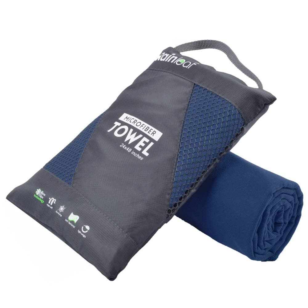 Rainleaf Microfiber Towel, 60 x 30 in, Navy Blue
