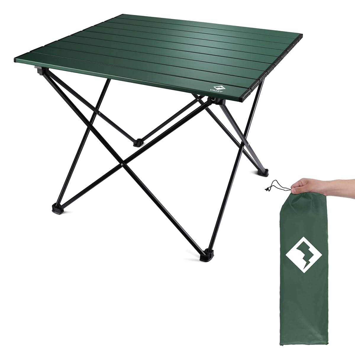 VILLEY Folding Camp Table, Aluminum, 16 in