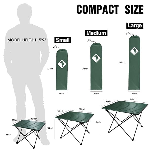 VILLEY Folding Camp Table, Aluminum, 16 in — view 3 of 4