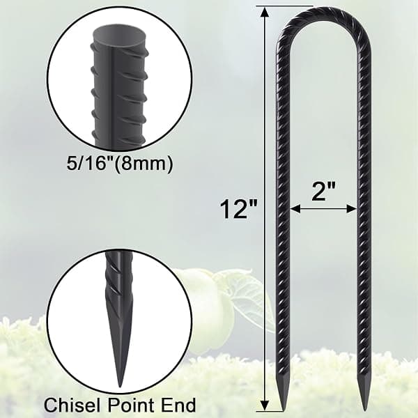 Vvokgo U-Shaped Ground Stakes, 12 in, 8-Pack — view 2 of 4