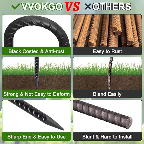 Vvokgo U-Shaped Ground Stakes, 12 in, 8-Pack — view 3 of 4