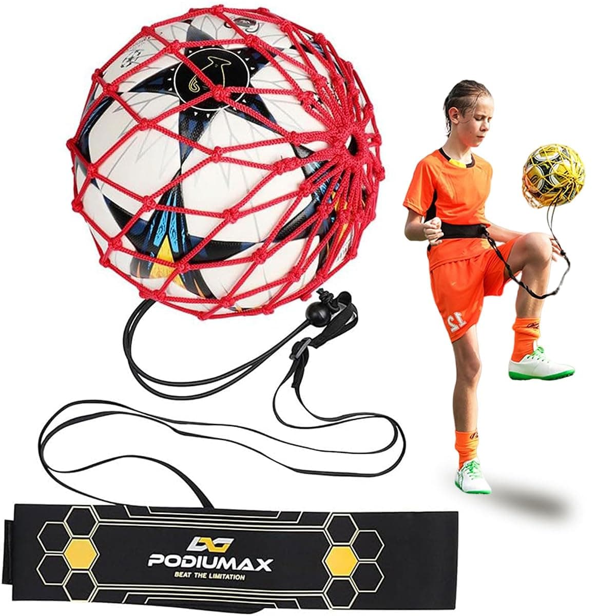 PodiuMax Hands-Free Soccer Kick Trainer, Red