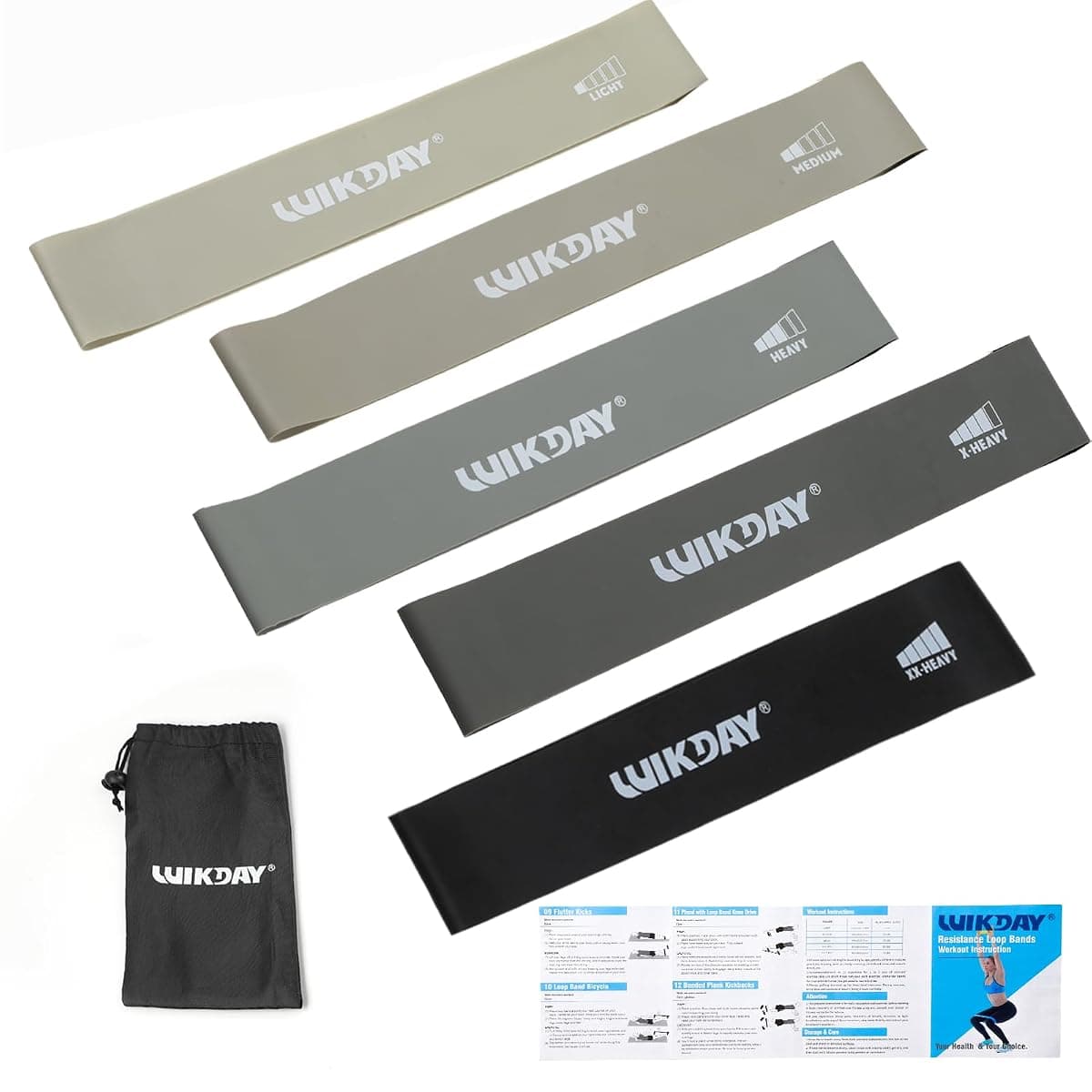 WIKDAY Resistance Loop Bands, Set of 5